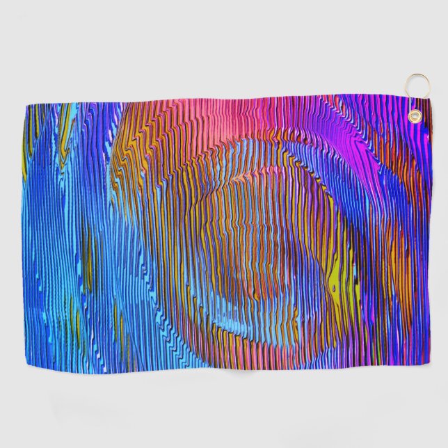 Pink spiral rainbow with relief and messy stripes  golf towel (Horizontal)