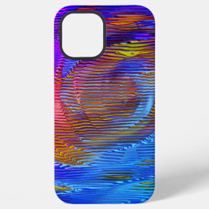 Pink spiral rainbow with relief and messy stripes iPhone 12 pro max case