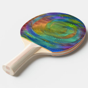 Pink spiral rainbow with relief and messy stripes ping pong paddle
