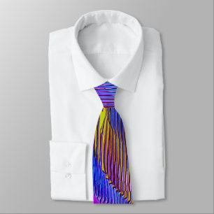 Pink spiral rainbow with relief and messy stripes tie