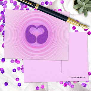 Pink Spirals Purple Heart Front Blank Back Postcard