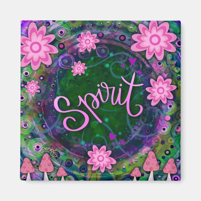 Pink Spirit Fun Floral Modern Inspirivity Magnet (Front)