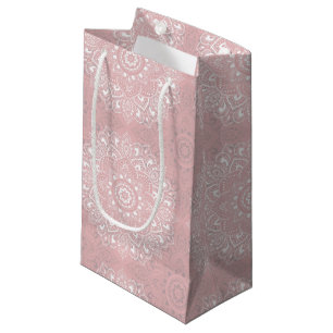 Pink spiritual Indian mandala pattern Small Gift Bag