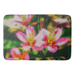 Pink Splash Flowers Bath Mat