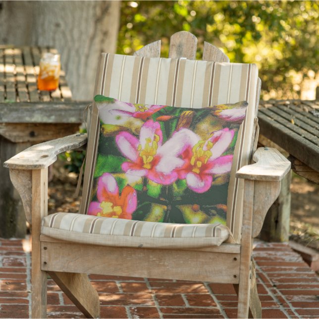 Pink Splash Flowers Cushion (Chair)