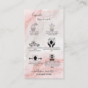 Pink Splash Liquid Glitter Marble Cupcake Care  Business Card
