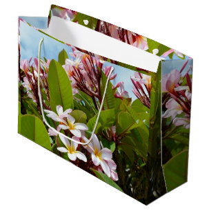 Pink Splendor, Pink Frangipani Blooms On A Tree Large Gift Bag