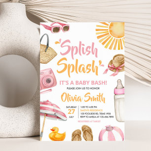 Pink Splish Splash Baby Shower  Invitation