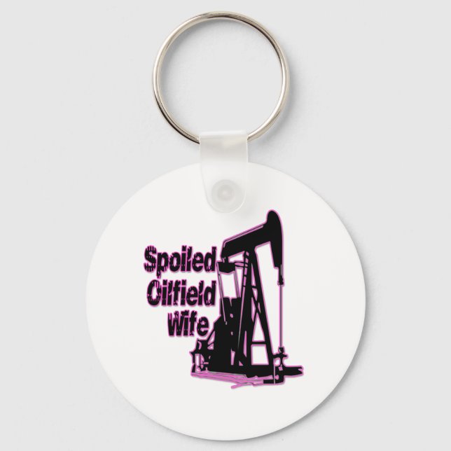 Pink Spoiled Oilfield Wife Key Ring (Front)