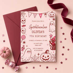 Pink Spooktacular Ghost Personalised Halloween Invitation