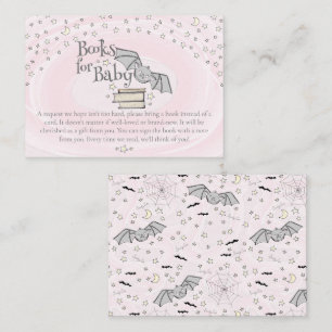 Pink Spooky Cute Bats Books for Baby Baby Shower Enclosure Card