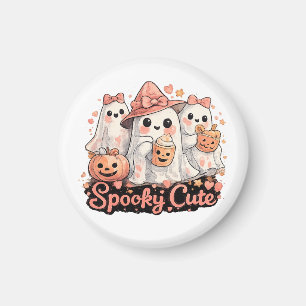 Pink Spooky Cute Halloween Ghosts & Pumpkin Magnet