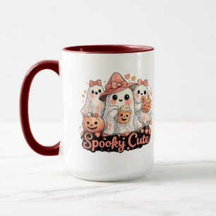 Pink Spooky Cute Halloween Ghosts & Pumpkin Mug
