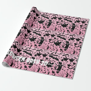 Pink Spooky Ghost Bash Pattern Art Wrapping Paper