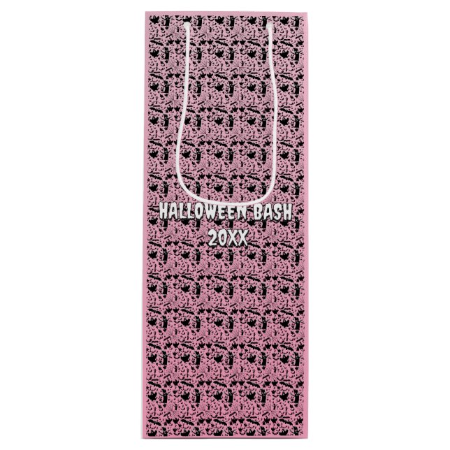 Pink Spooky Ghost Bash Pattern Wine Gift Bag (Front)