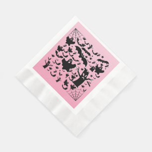 Pink Spooky Ghost Forest Design Napkin