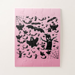 Pink Spooky Ghost Full Gradient Mystery Jigsaw Puzzle
