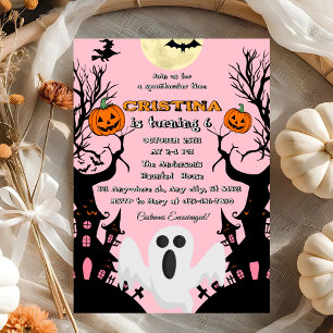 Pink Spooky Halloween Birthday Invitation