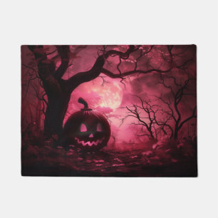 Pink Spooky Jack O Lantern Doormat