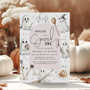 Pink Spooky One 1st Birthday Party Invitation