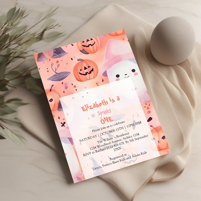 Pink Spooky One Halloween Birthday Invitation (Creator Uploaded)
