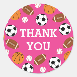 Pink  Sports Baby Shower Girl Classic Round Sticker