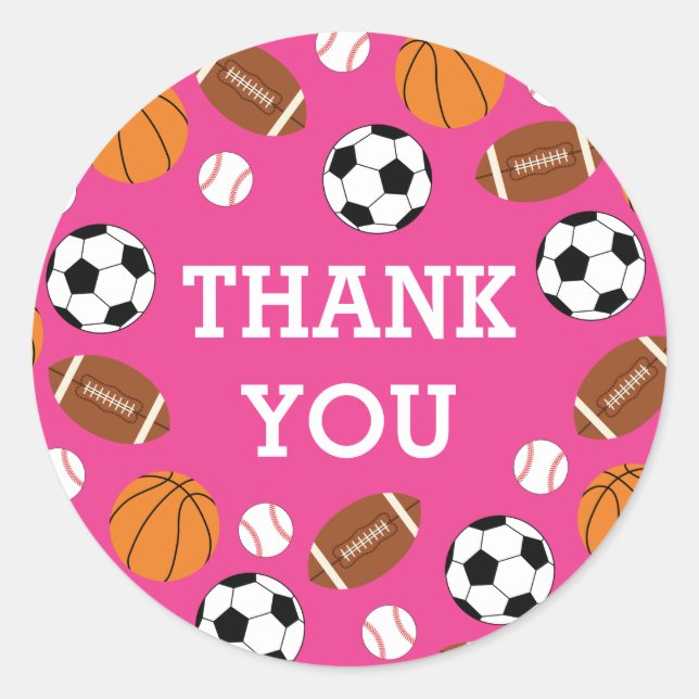 Pink  Sports Baby Shower Girl Classic Round Sticker (Front)
