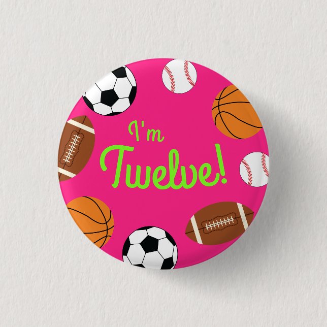 Pink Sports Birthday Party 3 Cm Round Badge (Front)