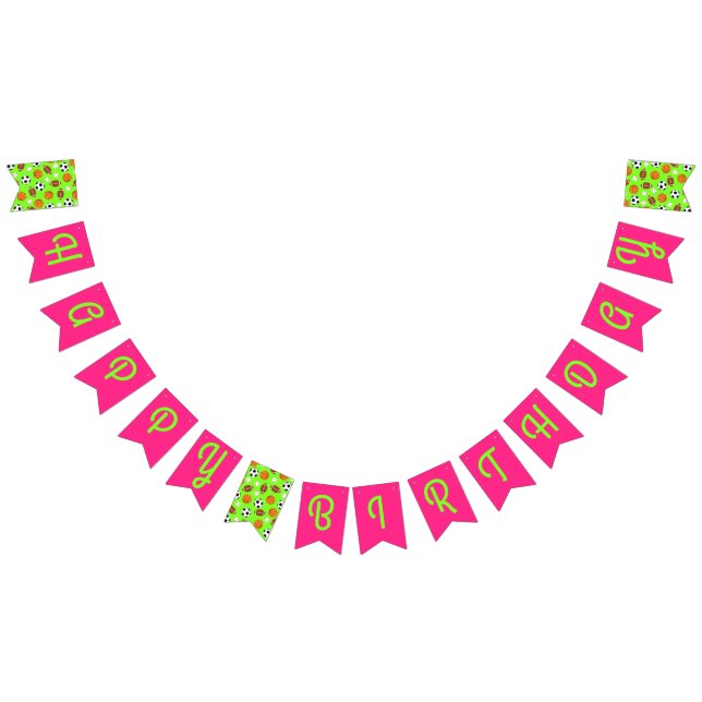 Pink Sports Birthday Party Bunting (All)