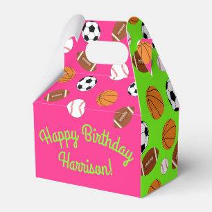 Pink Sports Birthday Party Favour Box