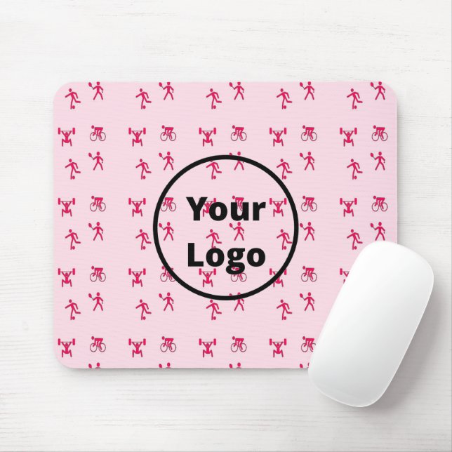 Pink sports business pattern mouse pad (With Mouse)