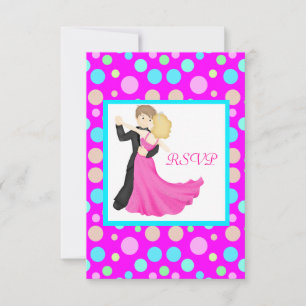 PINK SPOT DANCING COUPLE SWEET 16 RSVP CARD