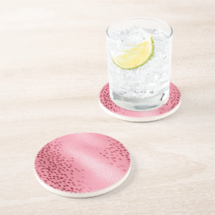 Pink Spotted Leopard Animal Print Coaster