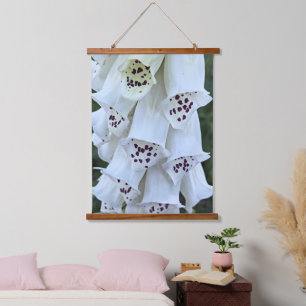 Pink Spotted White Foxglove Floral Hanging Tapestry
