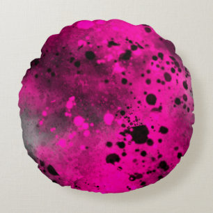Pink Spray Paint Splatter Effect Round cushion