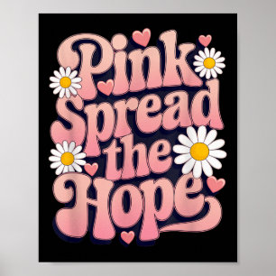 Pink Spread The Hope Retro Groovy Breast Cancer Poster