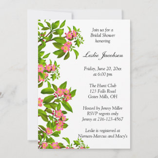Pink Spring Apple Blossoms Bridal Shower Invite