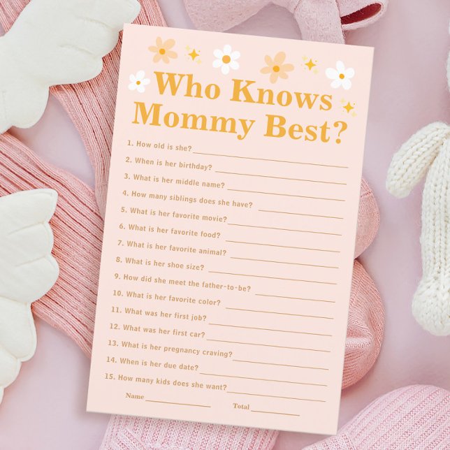 Pink Spring Baby Shower Game Who Knows Mummy Best (Creator Uploaded)