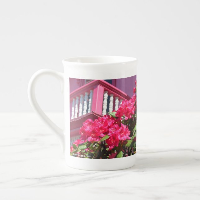 Pink Spring Balcony - Martha's Vineyard Bone China Mug (Left)