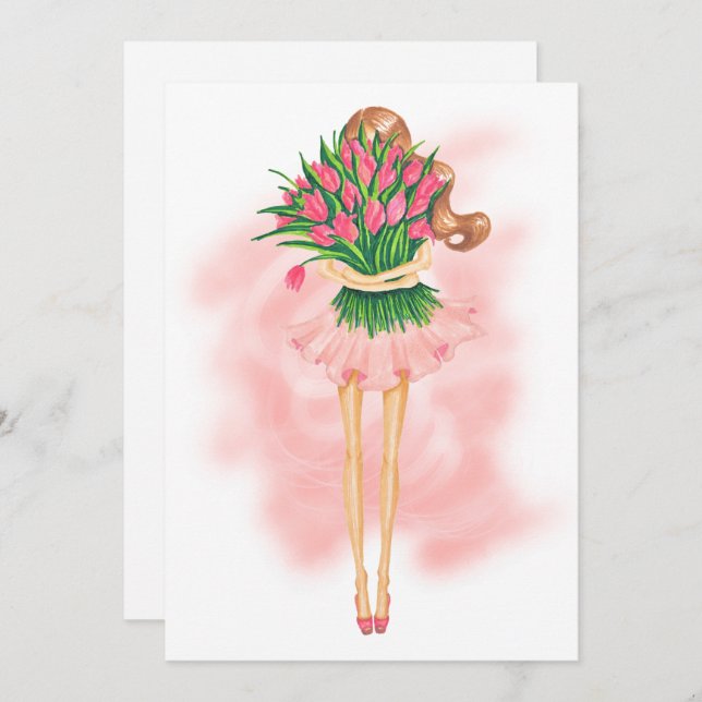 Pink Spring Birthday Party Invitation (Front/Back)