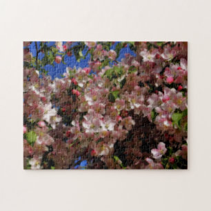 Pink Spring Blossoms Blue Sky Orton Effect Jigsaw Puzzle