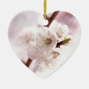 Pink spring blossoms ceramic ornament