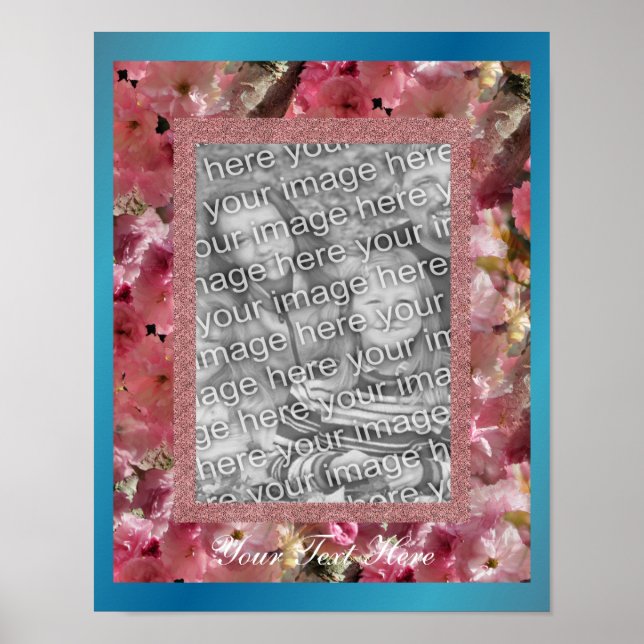 Pink Spring Blossoms Flower Design Frame Photo Poster (Front)