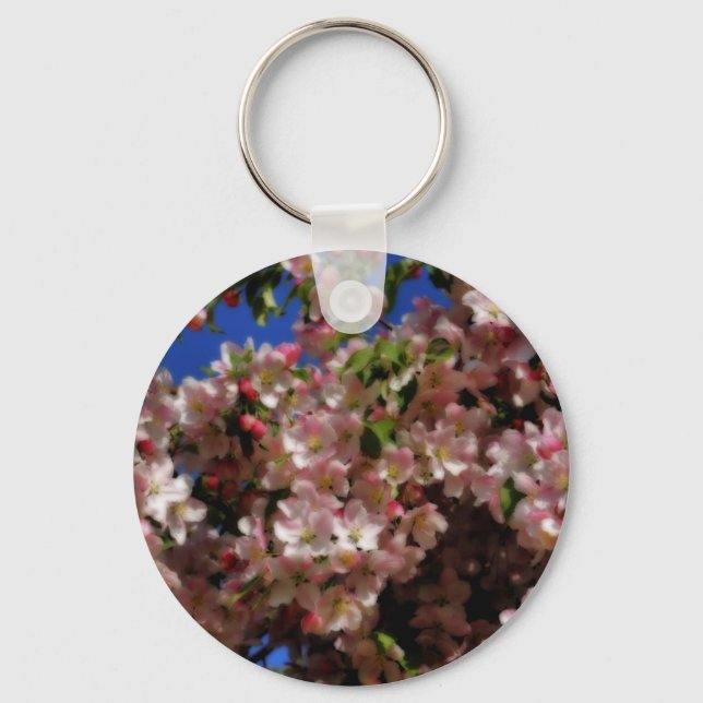 Pink Spring Blossoms Flower Keychain (Front)