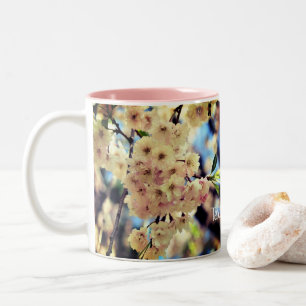 Pink Spring Blossoms Personalised Two-Tone Coffee Mug