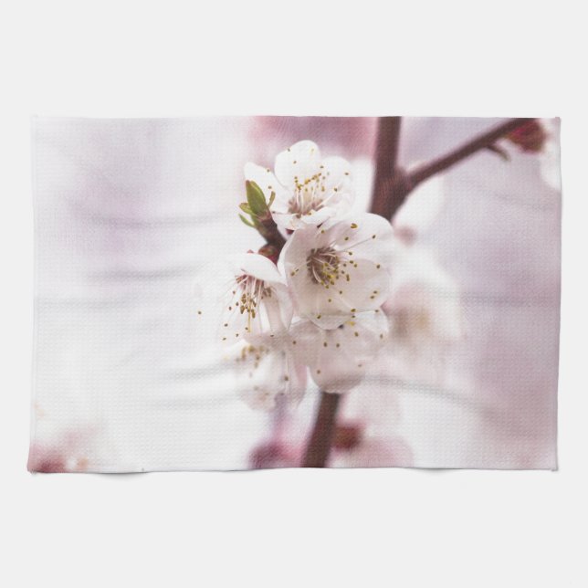 Pink spring blossoms tea towel (Horizontal)