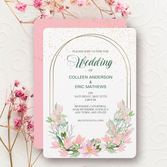 Pink Spring Floral Double Frame Wedding Invitation (Creator Uploaded)