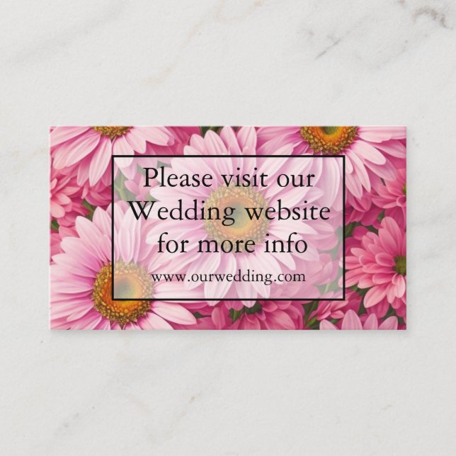 Pink spring floral pink daisies flowers QR code Enclosure Card (Front)