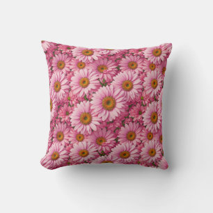 Pink spring floral pink daisies retro pink flowers cushion