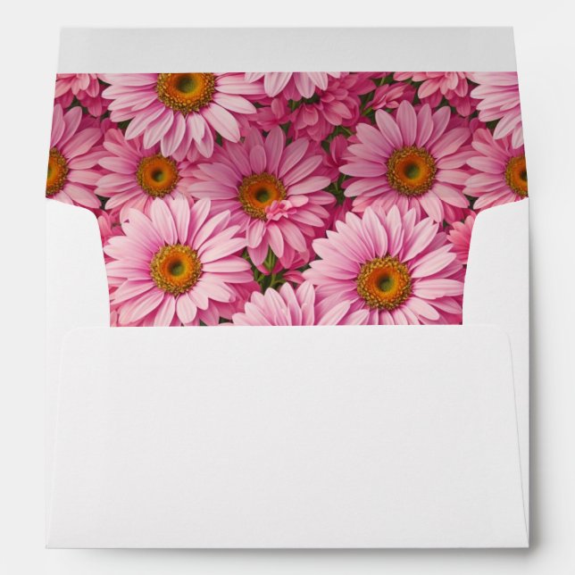 Pink spring floral pink daisies retro pink flowers envelope (Back (Bottom))
